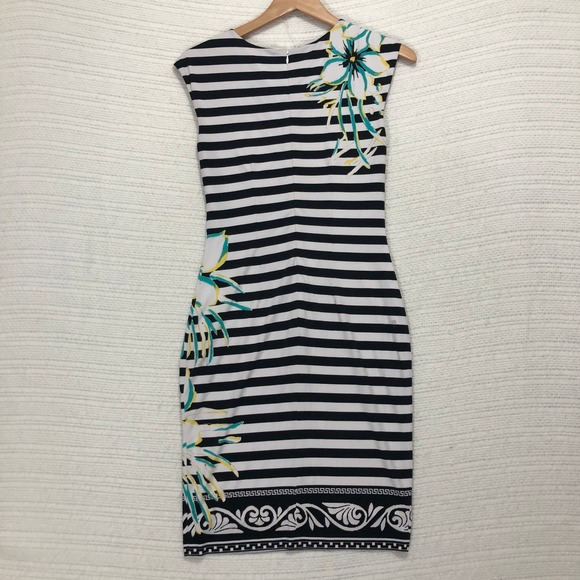 Dress Sheath Striped Floral Sleeveless Party Cocktail Dress Cache‎ Size S - Picture 4 of 7